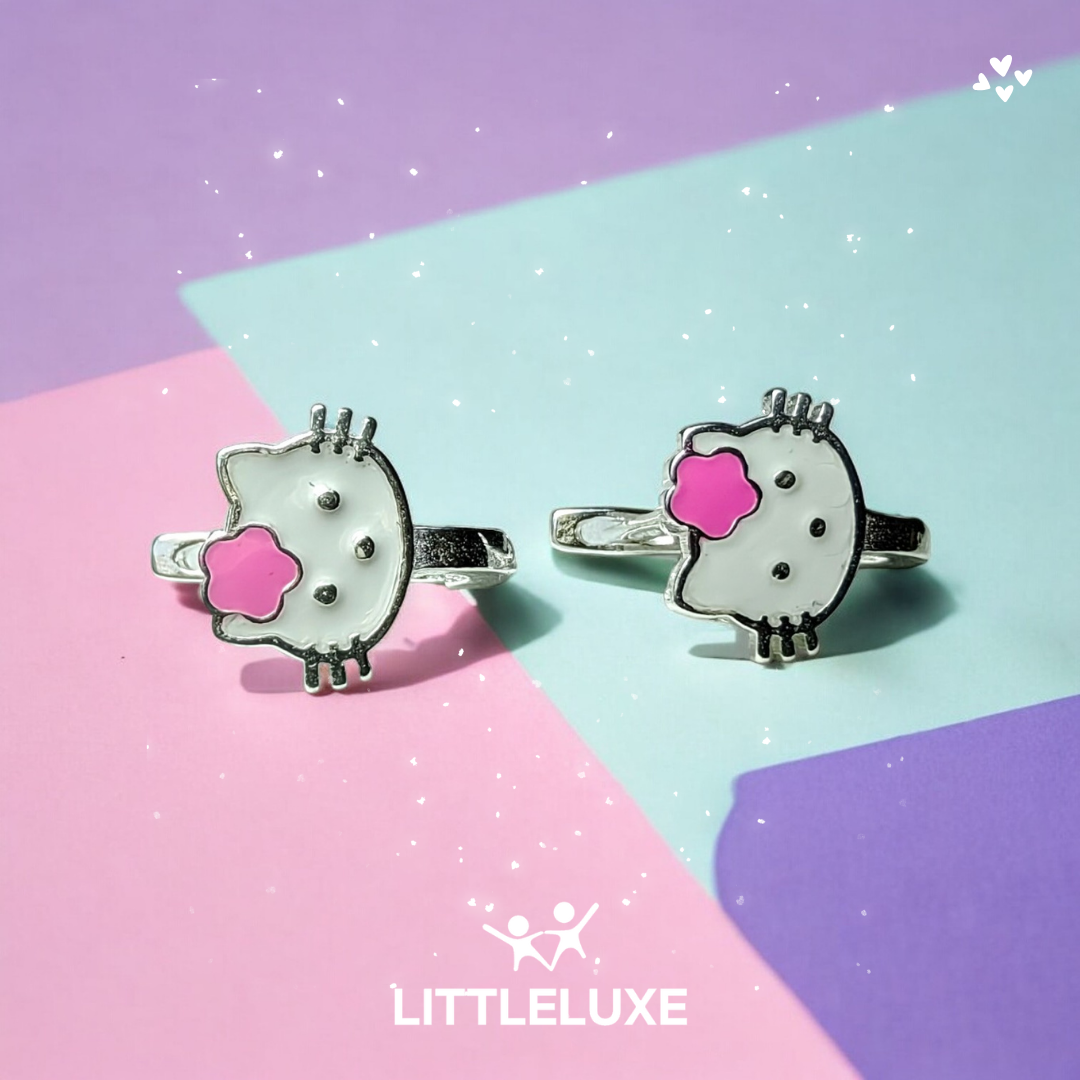 Kitty Seven Prenseslere Özel Pembe Tokalı Kitty Çocuk Gümüş Küpe