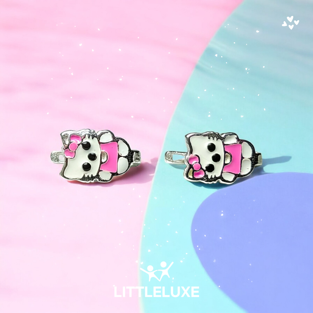 Süslenmeyi Çok Seven Kızıma Süslü Hello Kitty Gümüş Çocuk Küpe