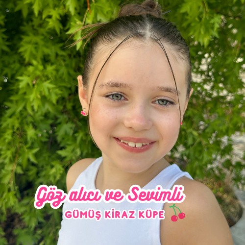 Kiraz Gibi Tatlı Kızım Gümüş Kız Çocuk Küpesi