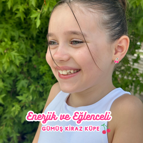 Kiraz Gibi Tatlı Kızım Gümüş Kız Çocuk Küpesi
