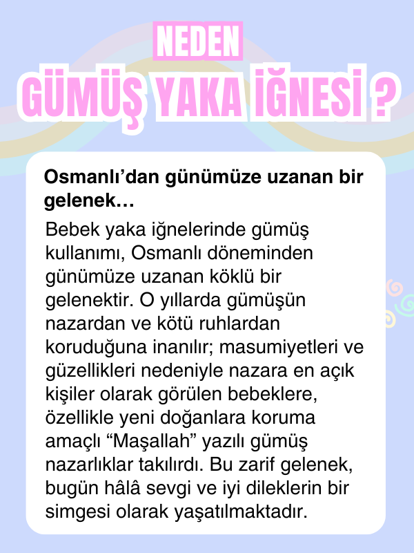 925 Ayar Gümüş İsimli Kız Bebek Yaka İğnesi, Maşallah Bebek İğnesi, Bebek Nazarlık İğnesi
