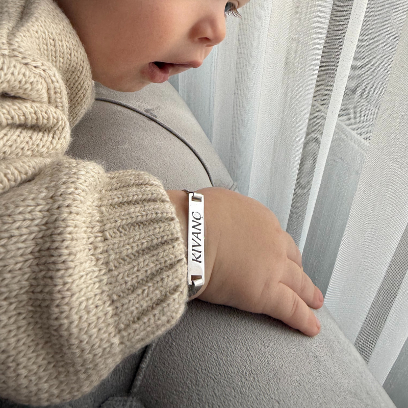 Ayetel Kürsi Dualı 925 Ayar Gümüş Erkek Bebek Künyesi