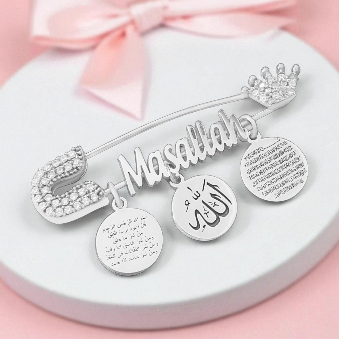 925 Ayar Gümüş Bebek İğnesi İsimli Bebek Maşallah İğnesi Bebek Yaka İğnesi Bebek Nazarlık İğne Altın