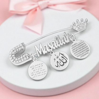 925 Ayar Gümüş Bebek İğnesi İsimli Bebek Maşallah İğnesi Bebek Yaka İğnesi Bebek Nazarlık İğne Altın