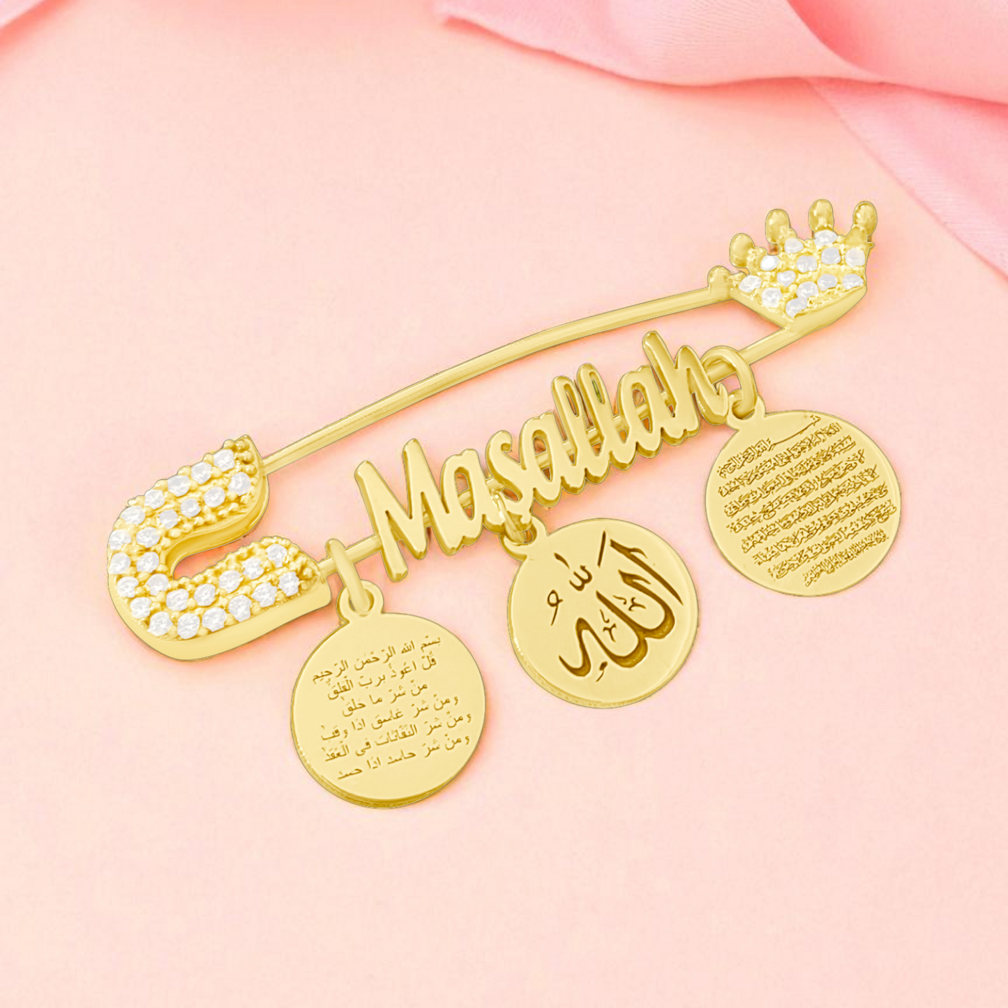 925 Ayar Gümüş Bebek İğnesi İsimli Bebek Maşallah İğnesi Bebek Yaka İğnesi Bebek Nazarlık İğne Altın