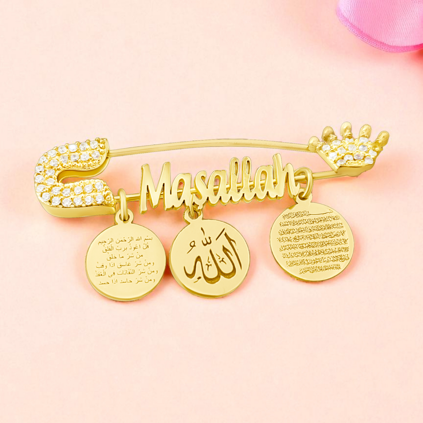 925 Ayar Gümüş Bebek İğnesi İsimli Bebek Maşallah İğnesi Bebek Yaka İğnesi Bebek Nazarlık İğne Altın