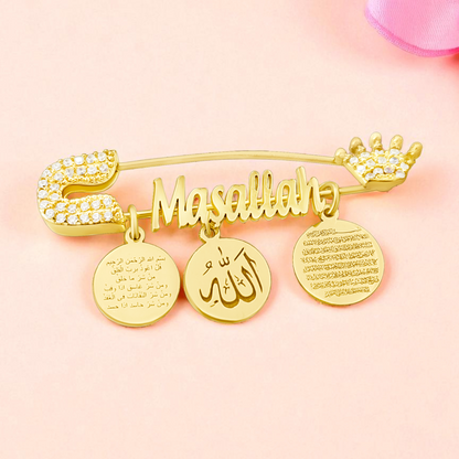 925 Ayar Gümüş Bebek İğnesi İsimli Bebek Maşallah İğnesi Bebek Yaka İğnesi Bebek Nazarlık İğne Altın