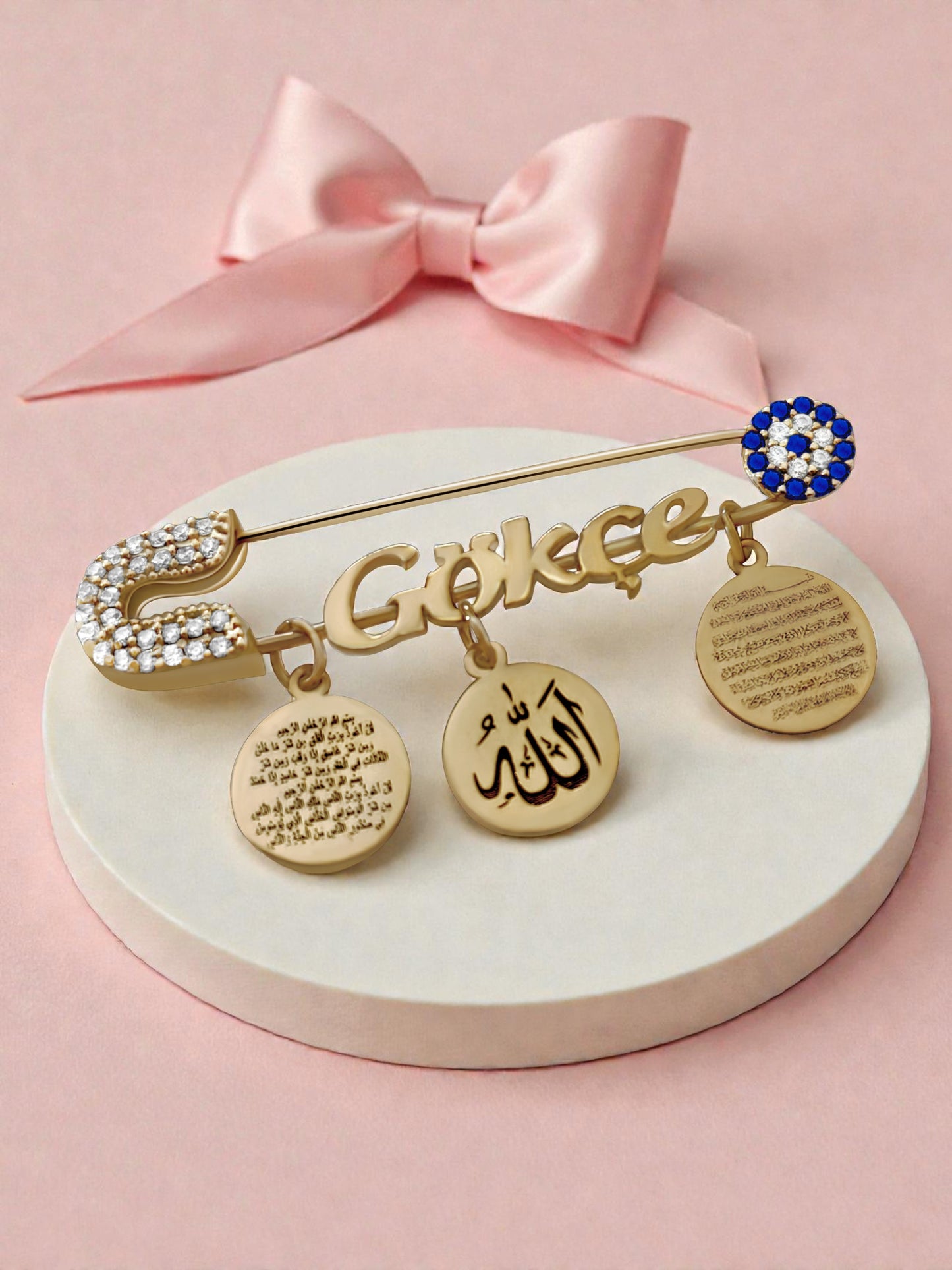 14 Ayar Altın Kaplama Pirinç Gövde Bebek Yaka İğnesi