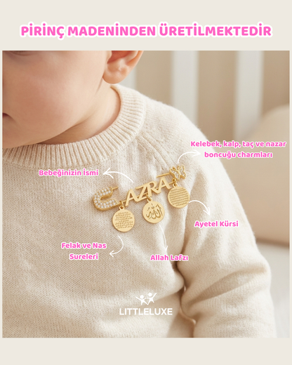 14 Ayar Altın Kaplama Pirinç Gövde Bebek Yaka İğnesi