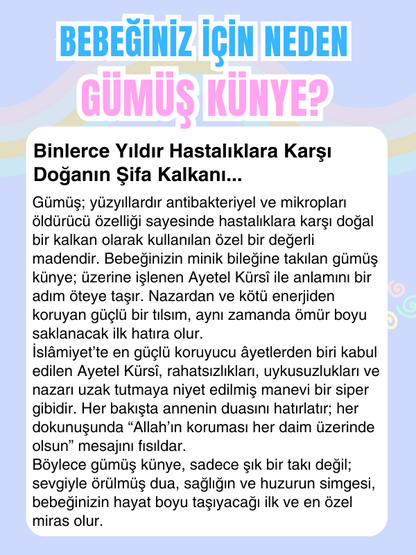 Ayetel Kürsi Dualı 925 Ayar Gümüş Taç Motifli İsimli Erkek Bebek Künyesi