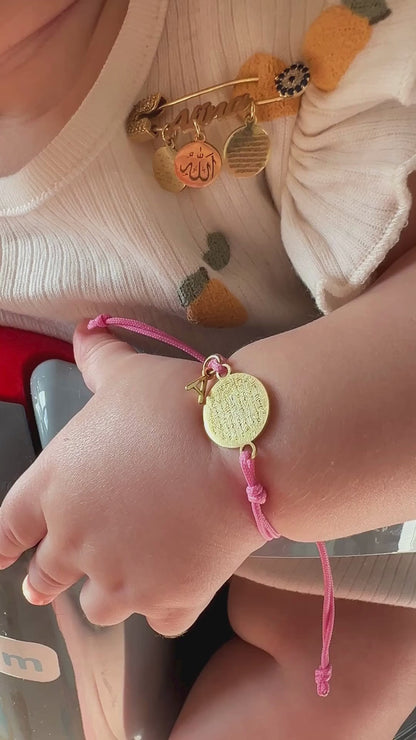 Ayetel Kürsi Dualı Harf Charmlı 925 Ayar Gümüş Kız Bebek Bileklik