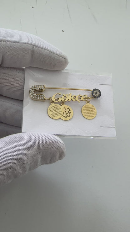 14 Ayar Altın Kaplama Pirinç Gövde Bebek Yaka İğnesi